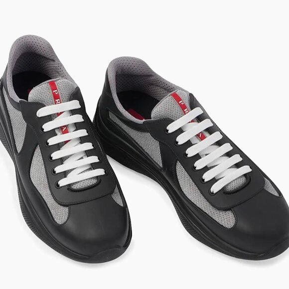 Prada Men's America's Cup Soft Rubber and Bike Fabric Sneakers - Picture 1 of 4